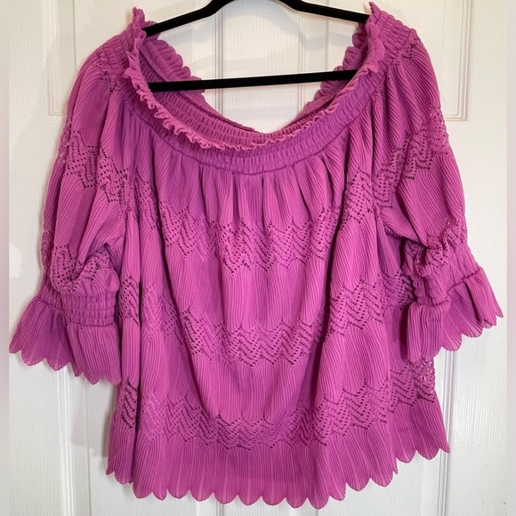 LANE BRYANT Women’s Plus Size Smocked Off The Shoulder Pleated Top Size 22/24 - Picture 6 of 11